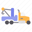 construction, heavy, tow, truck, vehicle