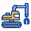 claw, construction, heavy, loader, vehicle