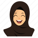 girl, happy, hijab, laugh