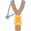 slingshot, aim, band, weapon, tool