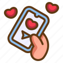 send, message, love, heart, hand, smartphone