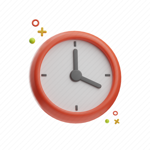 Clock, holiday, red, time, background, alarm, vintage 3D illustration - Download on Iconfinder