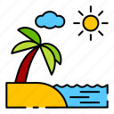 beach, sun, coconut tree, palm tree, island, island tropical, holiday, summer, vacation