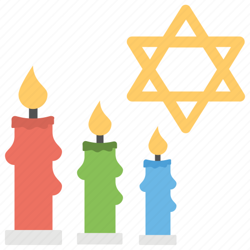 Israeli celebration, six-pointed star, star of david, three candles, yom hashoah icon - Download on Iconfinder