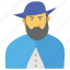 beard man, blue hat, christian bishop avatar, father damien day, man in blue 