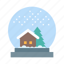 glass, christmas, decoration, globe, snow, snowglobe, xmas