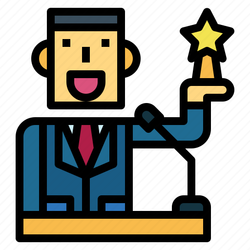 Actor, man, suit, award, speak icon - Download on Iconfinder