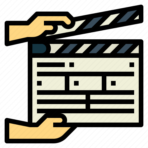 Clapboard, hand, slate, production, clapper icon - Download on Iconfinder