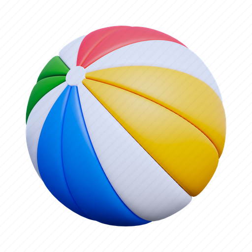 Beach ball, ball, beach, holiday, vacation, travel, sea 3D illustration - Download on Iconfinder