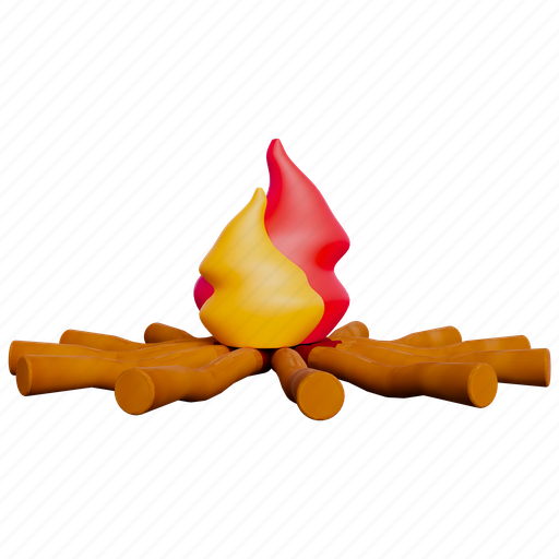 Bonfire, fire, campfire, hot, camping, outdoor, vacation 3D illustration - Download on Iconfinder