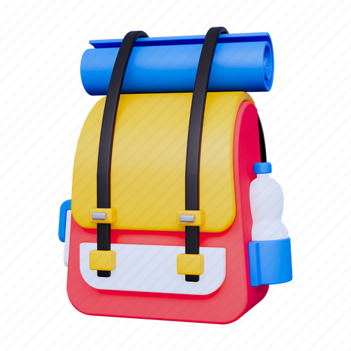 Travel, backpack, holiday, camping, transport, bag, vehicle 3D illustration - Download on Iconfinder