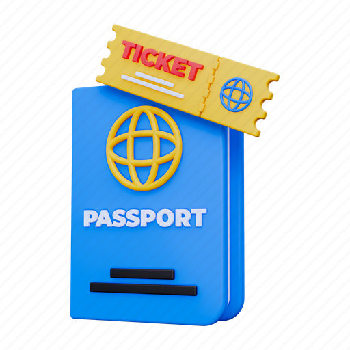 Passport, ticket, travel, coupon, holiday, vacation, summer 3D illustration - Download on Iconfinder