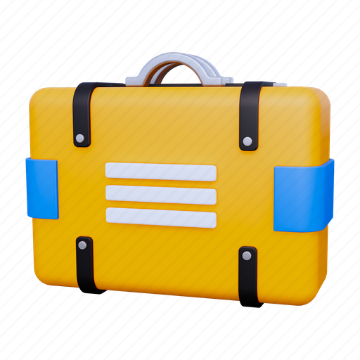 Suitcase, luggage, bag, vacation, travel, holiday, summer 3D illustration - Download on Iconfinder
