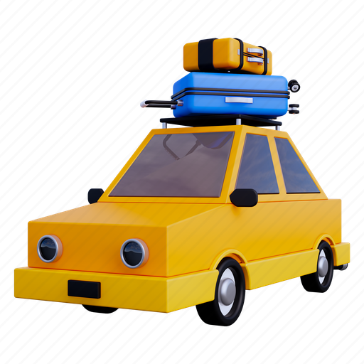 Car trip, car, holiday, travel, transport, summer, camping 3D illustration - Download on Iconfinder