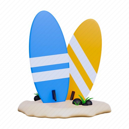 Surfing, surfboard, surf, summer, board, beach, sports 3D illustration - Download on Iconfinder