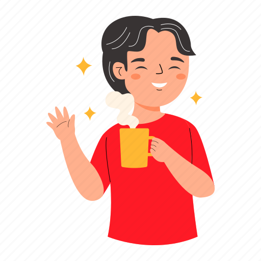 Coffee time, break, relax, drink hot, man, boy illustration - Download on Iconfinder
