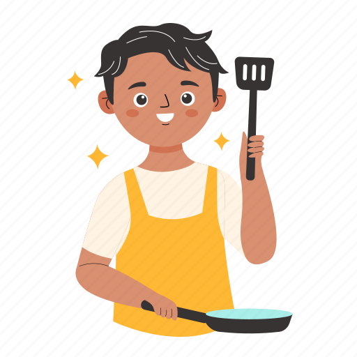 Cooking, cook, kitchen, chef, boy, man, home activity illustration - Download on Iconfinder