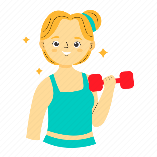 Dumbbell, fitness, gym, sport, health, girl, home activity illustration - Download on Iconfinder