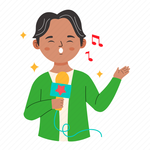 Sing, song, reporter, karaoke, man, home activity, people activities illustration - Download on Iconfinder