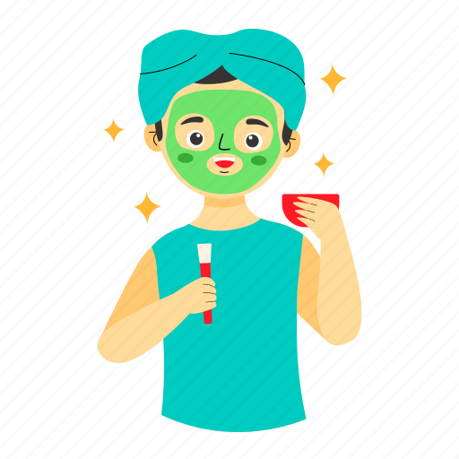 Skincare, treatment, facial, masker, girl, home activity, people activities illustration - Download on Iconfinder