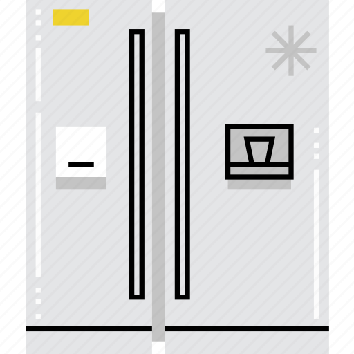 Cooler, door, fridge, household, kitchen, refrigerator, side icon - Download on Iconfinder
