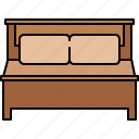 bed, double, fabric, furniture, wooden