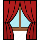 curtains, frame, furniture, glass, window, wooden
