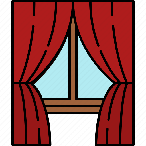 Curtains, frame, furniture, glass, window, wooden icon - Download on Iconfinder