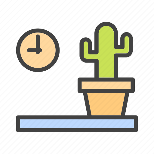 Cactus, clock, decoration, home, living, plant, property icon - Download on Iconfinder