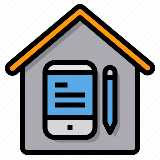 At, bloger, home, office, smartphone, working, writer icon - Download on Iconfinder
