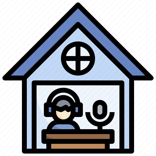 Podcast, voice, microphone, man, home, office icon - Download on Iconfinder