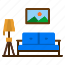 frame, lamp, living, room, sofa