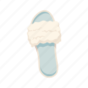 blue, soft, home, slippers, flat, icon, fluffy, shoes, comfortable