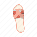 pink, strawberry, soft, home, slippers, flat, icon, shoes, comfortable