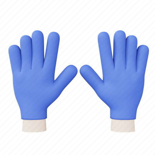 Protection, clean, gloves, safety, blue, rubber, hospital 3D illustration - Download on Iconfinder
