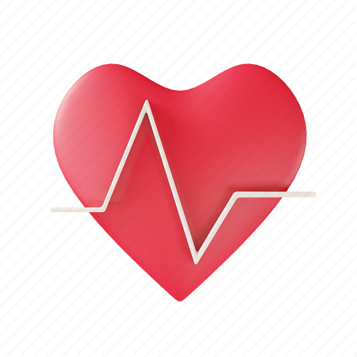 Health, pulse, cardiogram, heartbeat, hospital, medical, insurance 3D illustration - Download on Iconfinder