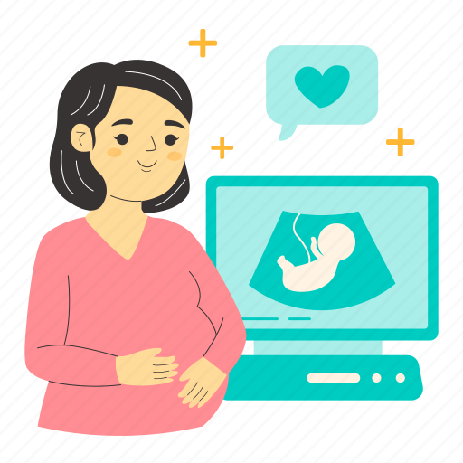Pregnancy checkup, ultrasound, sonography, ultrasonography, baby, hospital activity, medical illustration - Download on Iconfinder