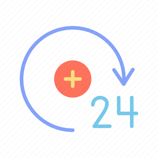24 7 medical service, 24 hours, clock, hours icon - Download on Iconfinder
