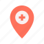 hospital location, check in, pin, location 