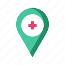 gps, hospital, location, map, navigation, pin, pointer