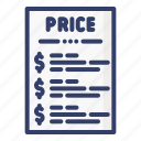 price, list, checklist, sale, tag