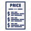 price, list, checklist, sale, tag 