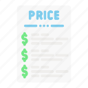 price, list, menu, sale, checklist