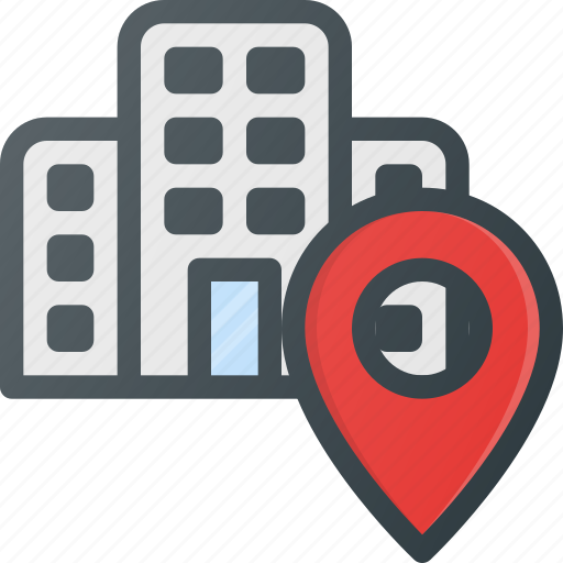 Building, geolocation, hotel, location, pin icon - Download on Iconfinder