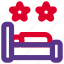 bed, pictogram, flower 