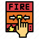 fire, alarm, button, press, security, hand
