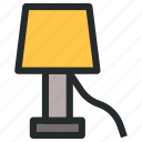 hotel, room, bedroom, lamp, bed, night, light, electronic