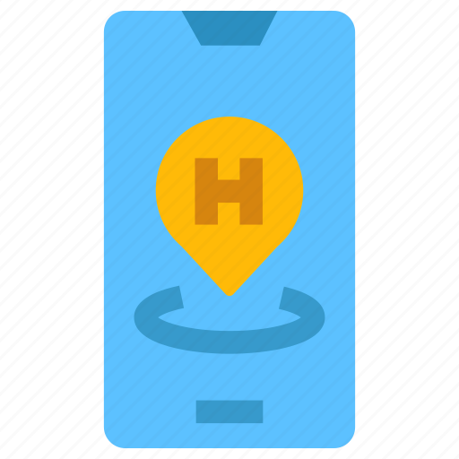 Hotel, room, mobile, booking, location, map, phone icon - Download on Iconfinder
