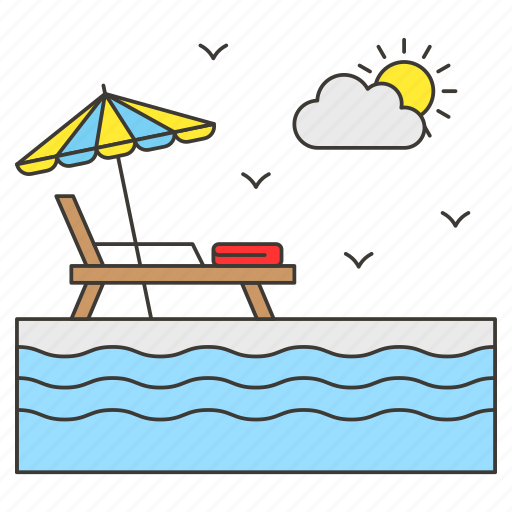 Beach, summer vacation, holidays, travelling, sea, umbrella, deckchair icon - Download on Iconfinder