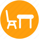 chair and table, desk and chair, eating chair and table, furniture, table